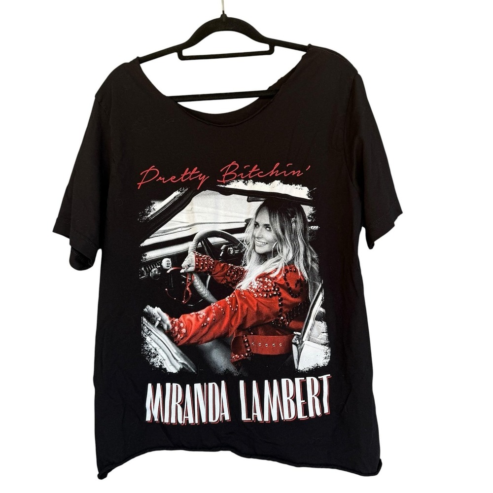 Miranda Lambert Shirt Womens Large Black Pretty Bitchin Graphic Concert Cut Neck